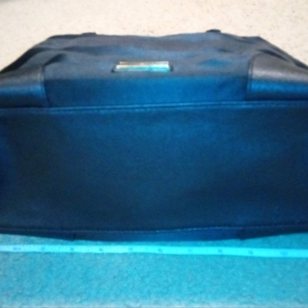 Like New Tommy Hilfiger Black on Black Striped Satchel Handbag - Picture 3 of 8
